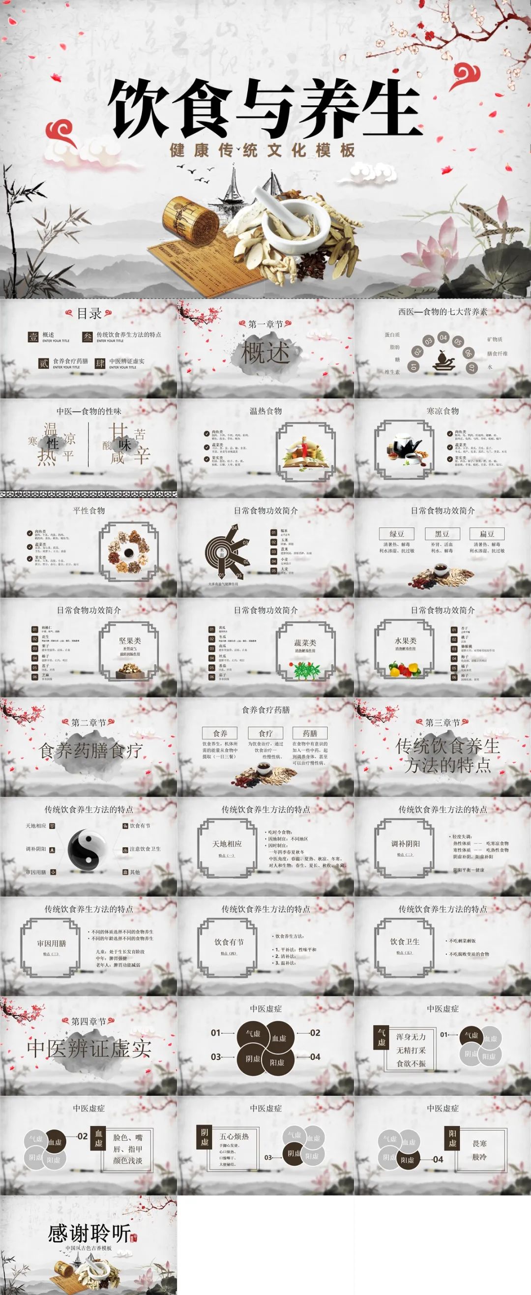 中医的养生之道ppt素材免费下载,精美中医养生知识ppt模板下载