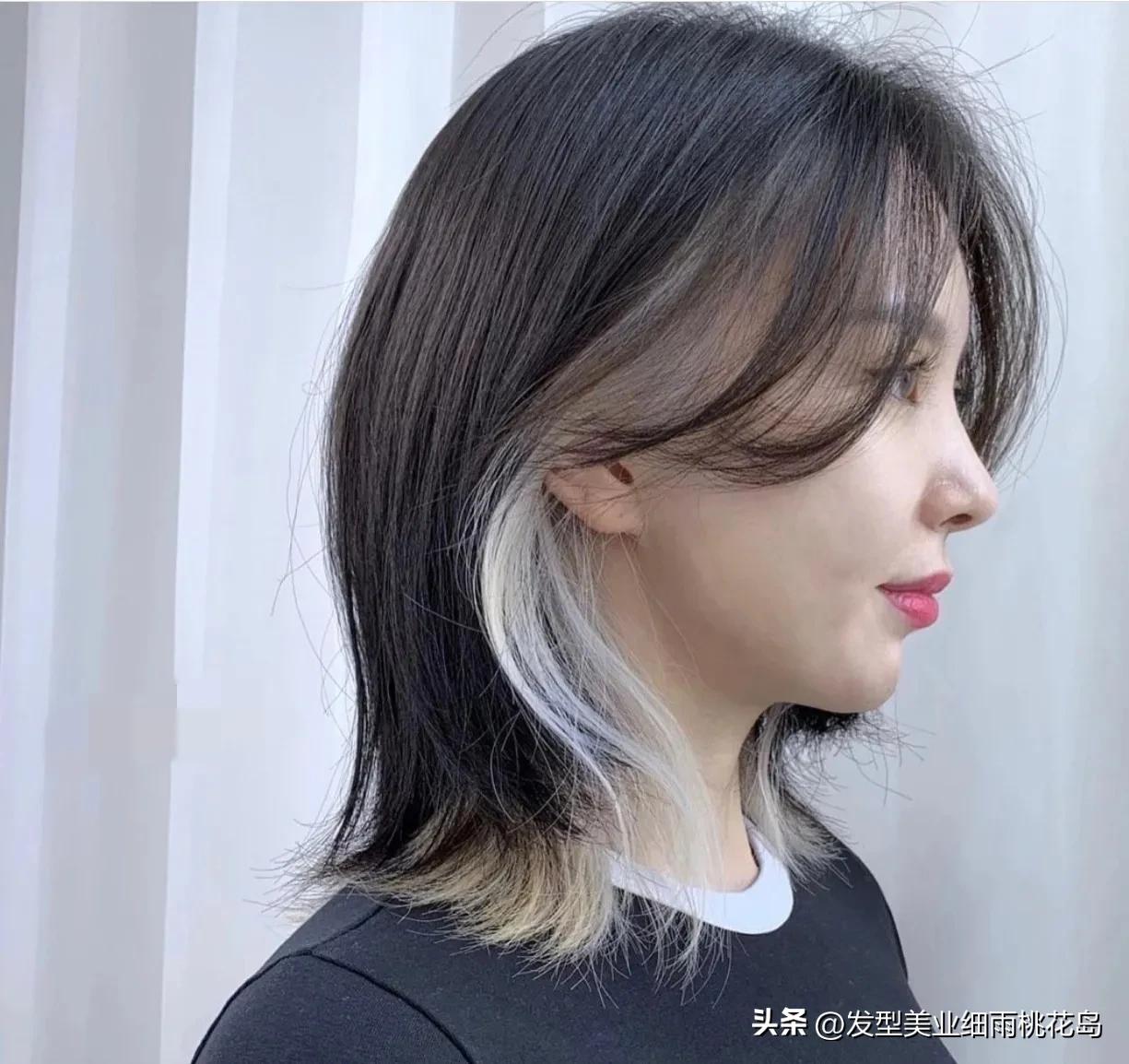 高层次短发耳边染发,高层次挂耳染短发