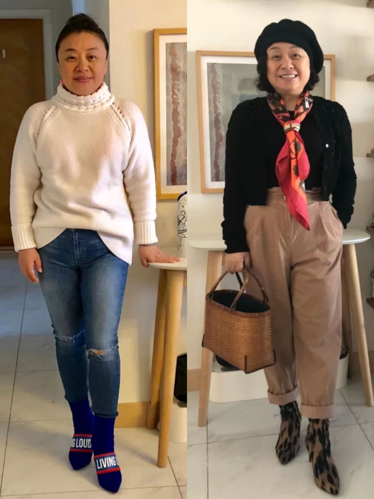 50+微胖妈妈穿裤禁忌：小脚裤配球鞋，学她这样穿身宽体胖也时髦