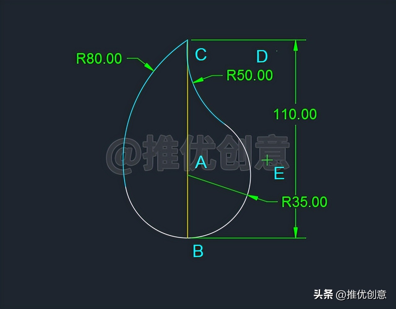 简单的水滴,cad制图水滴