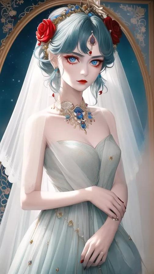 ai绘画白色长头发二次元美女,ai绘画美女二次元动漫图片