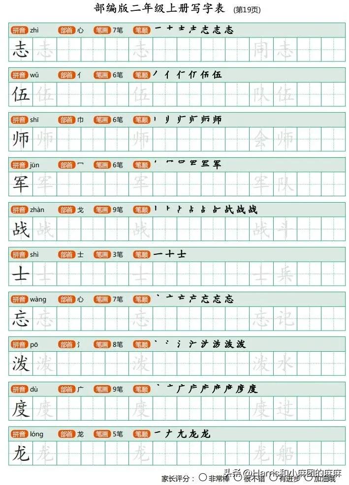 二年级上册练字字帖带拼音笔画,一年级语文二类生字练字帖笔顺