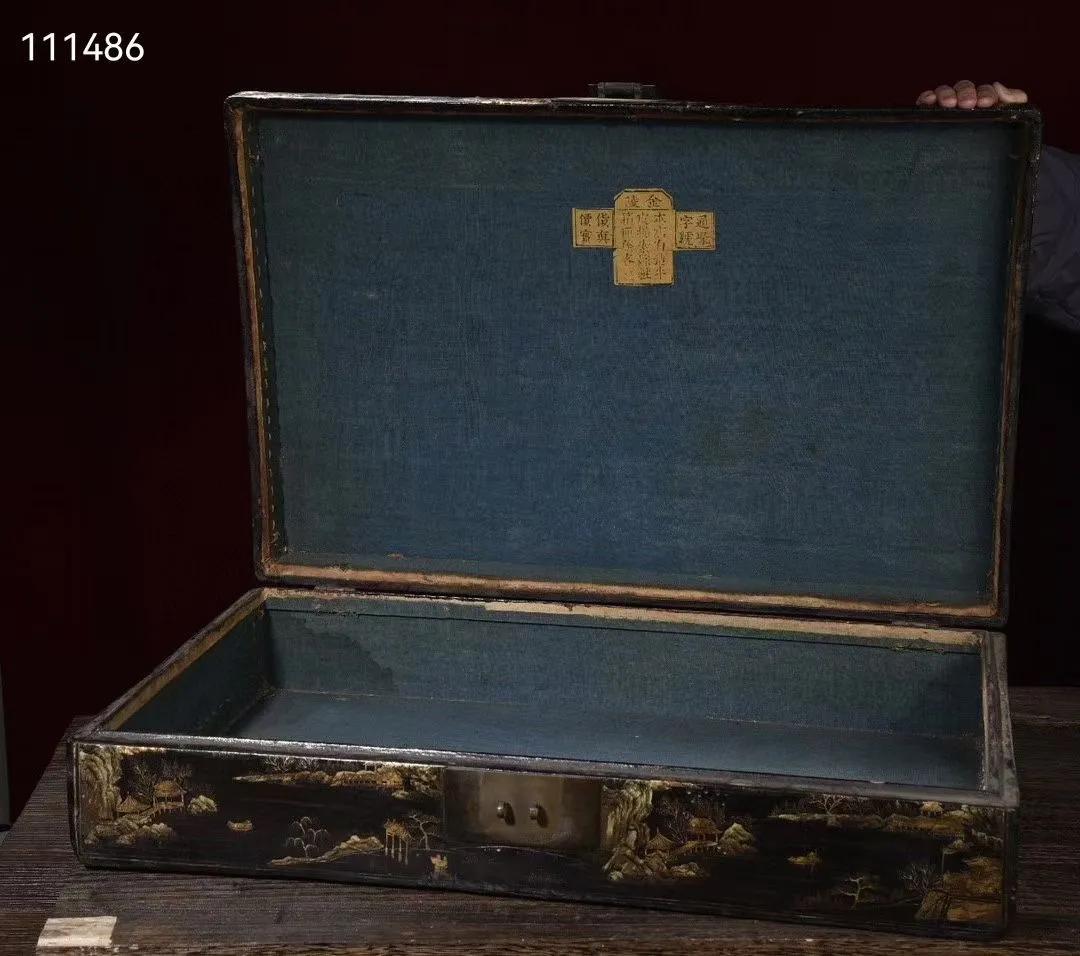 漆器箱子图片,大漆描金画卷盒