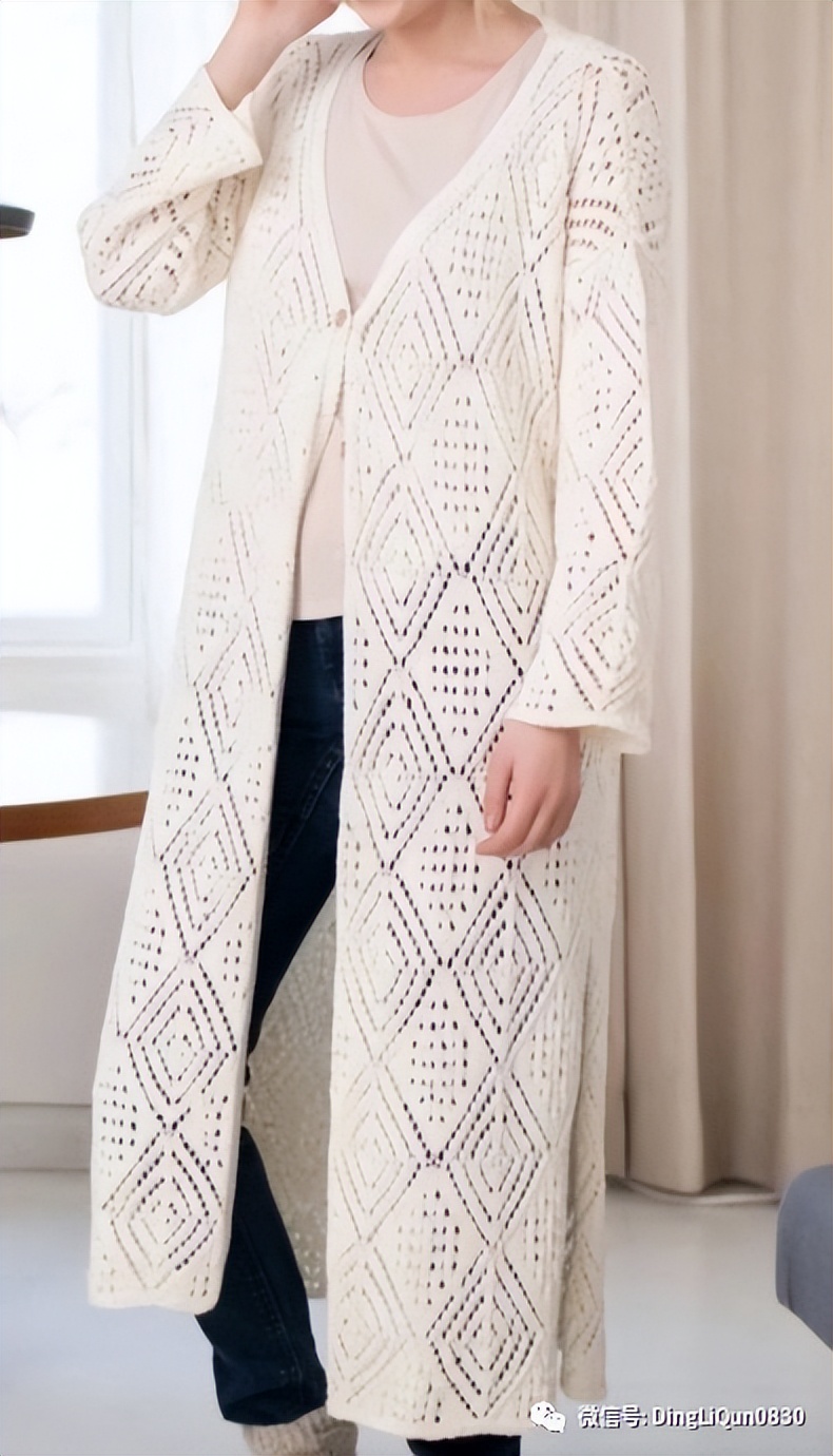 针织开衫中长款编织图,两种颜色的针织开衫编织教程