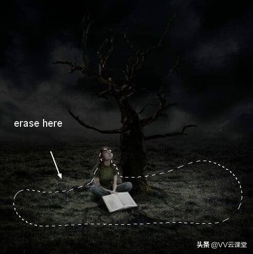 在Photoshop中创建带有月亮的树的超现实图稿，VV云课堂教程