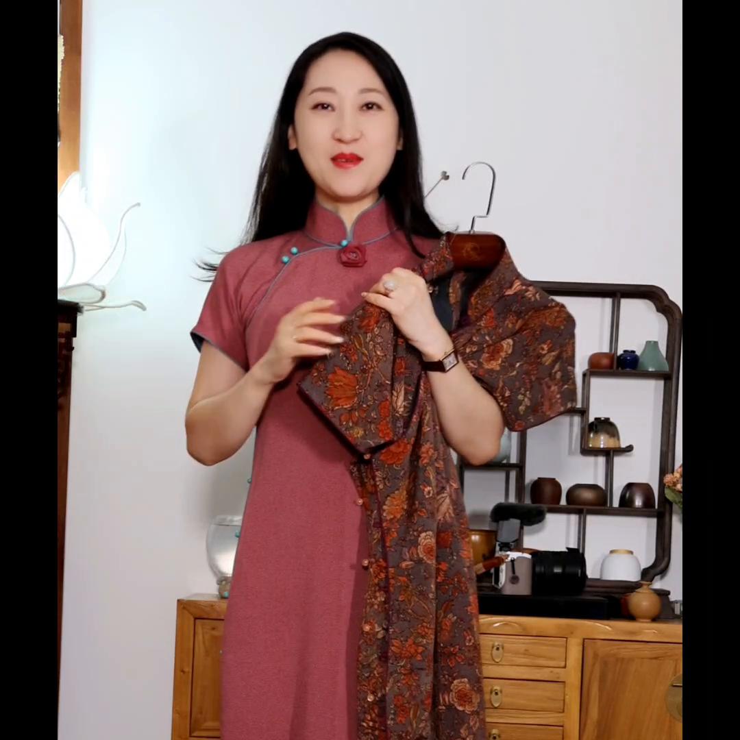 两件旗袍宽松,两件套收腰旗袍