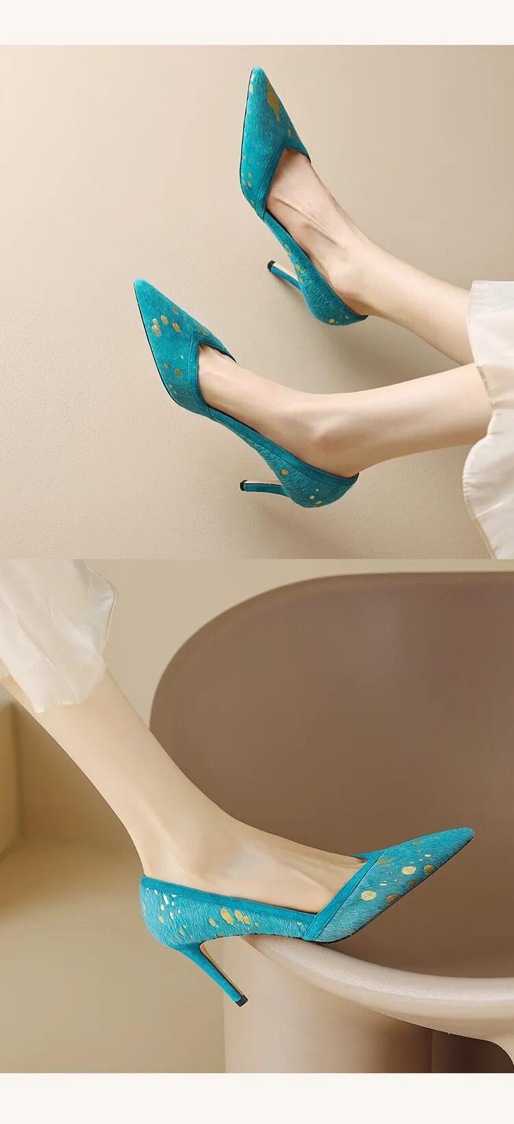 马毛豹纹高跟鞋,马海毛黑色高跟鞋