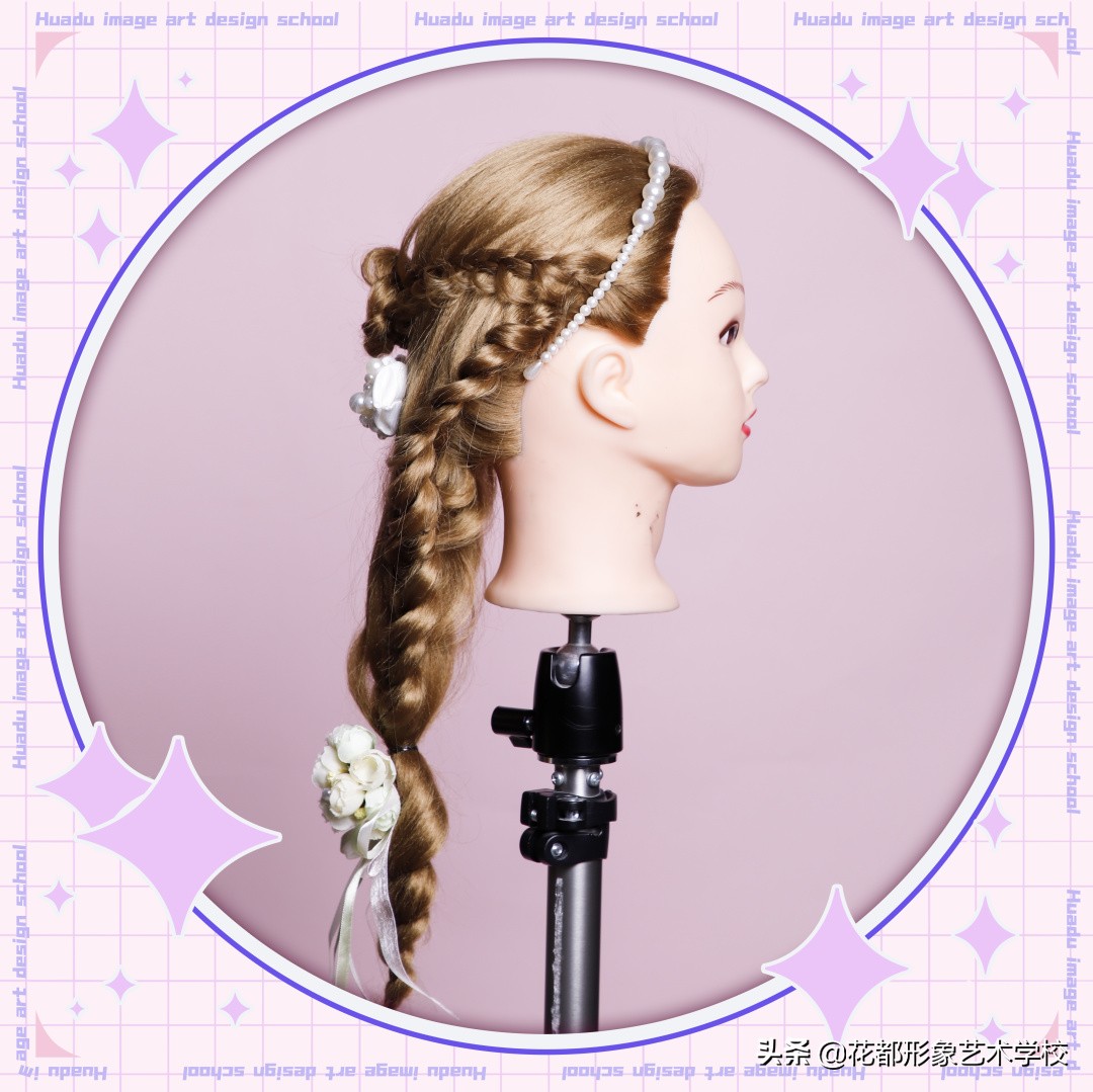 唯美学生编发教程,学化妆学美甲来花都