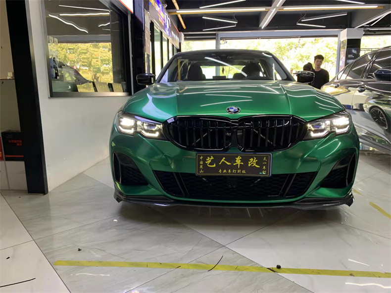 全新宝马三系夜晚大灯效果,昆山宝马3系改大灯方案