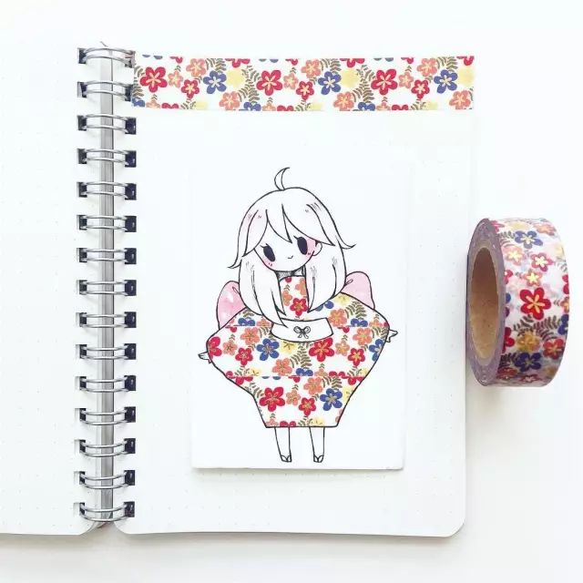 纸胶带做的小清新插画幼儿,胶带插画