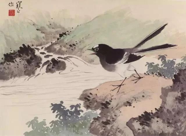 江寒汀写意黑山雀石榴花图,江寒汀写意花鸟千峰竞秀原作尺寸