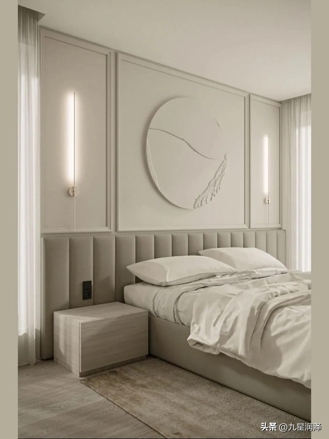 集成墙板床头背景墙装修效果图,床头乳胶漆背景墙装修效果图