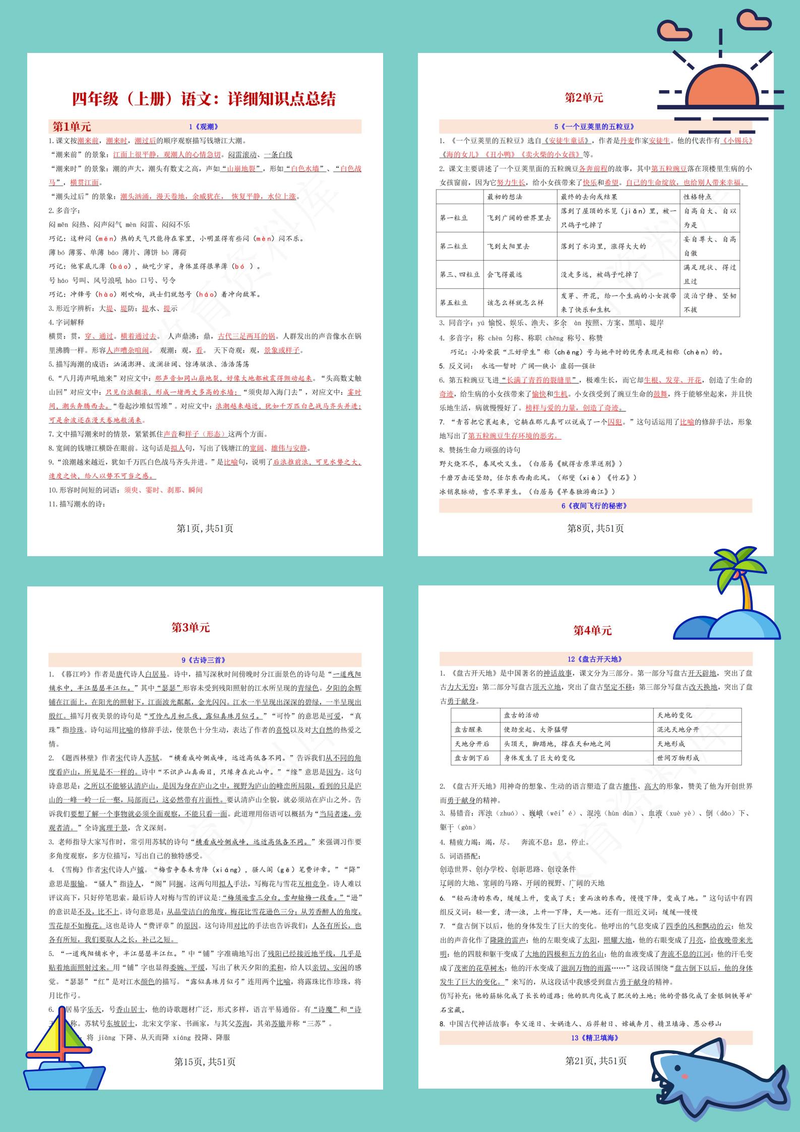 期末小学4年级语文复习最佳方法,四年级不知道复习什么