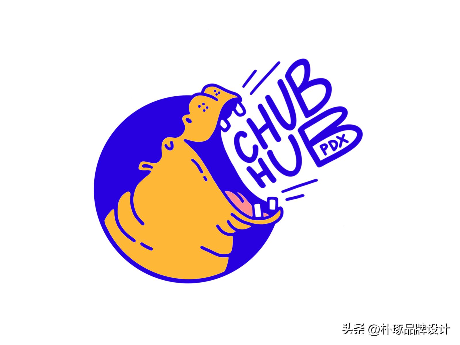 张开血盆大嘴IP动物形象河马元素logo创意集锦