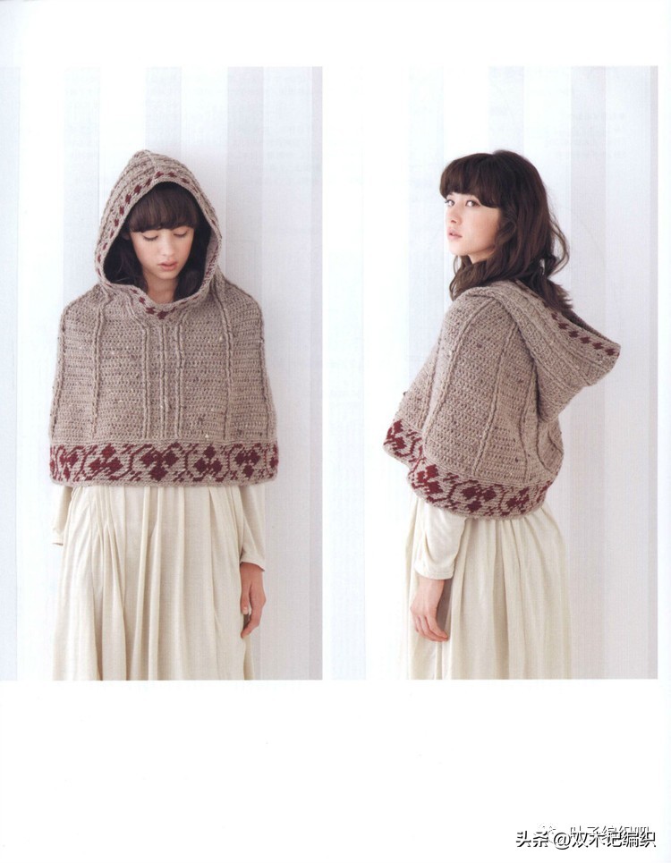 编绳斗篷披肩加厚冬款,斗篷保暖披肩棒针编织教程
