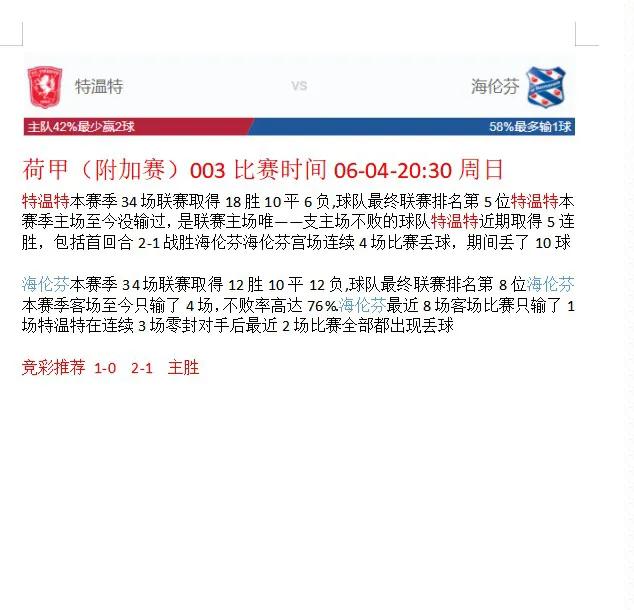 6-4号周日足球赛事分析预测