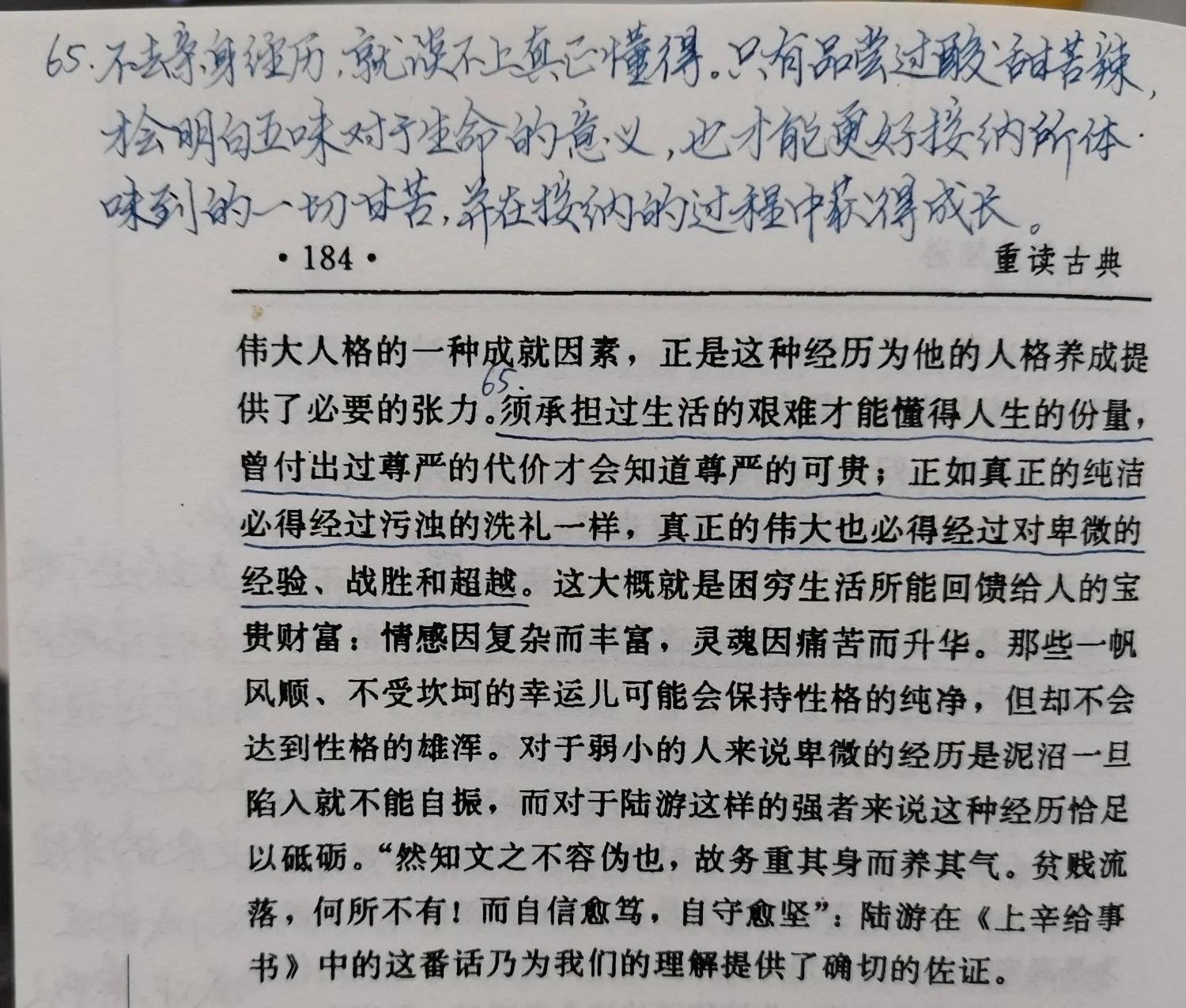 承担过生活艰难才懂人生份量（读《重读古典》第九天）