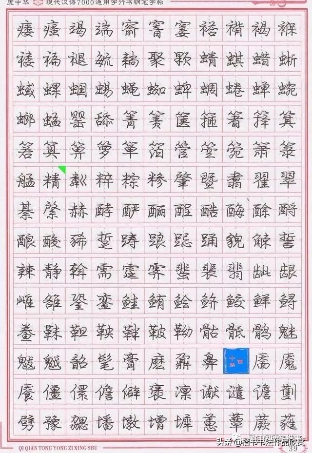 庞中华硬笔行楷书法,庞中华硬笔行楷练字教程