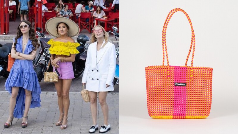 《艾蜜莉在巴黎2》Emily爱包盘点粉橘编织呼应渡假轻松氛围