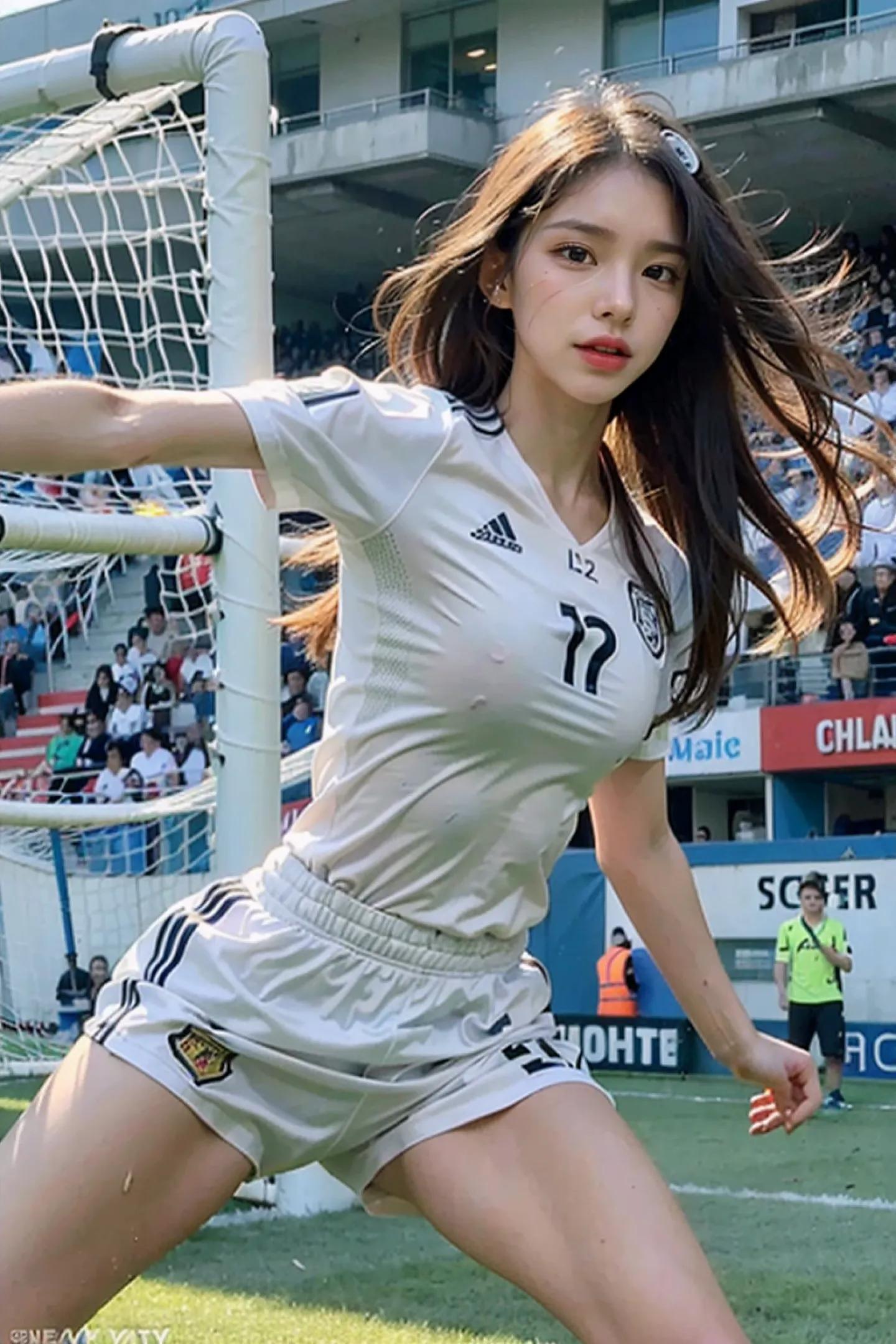 足球场上惊艳的女孩,足球场上的漂亮女孩