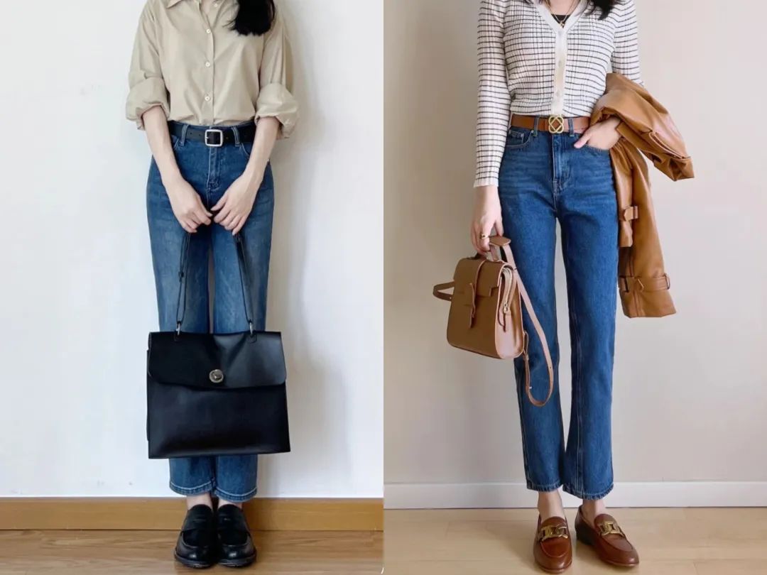 小白鞋搭配的显高牛仔裤,牛仔裤气质百搭小白鞋