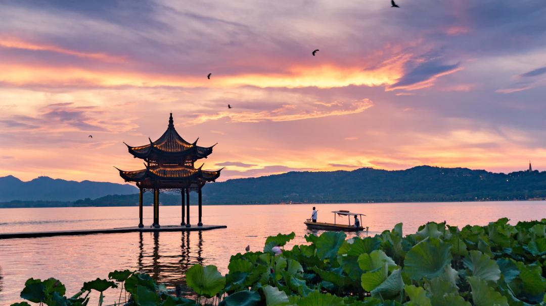 西湖落日最佳观景地,杭州落日景点推荐图片欣赏