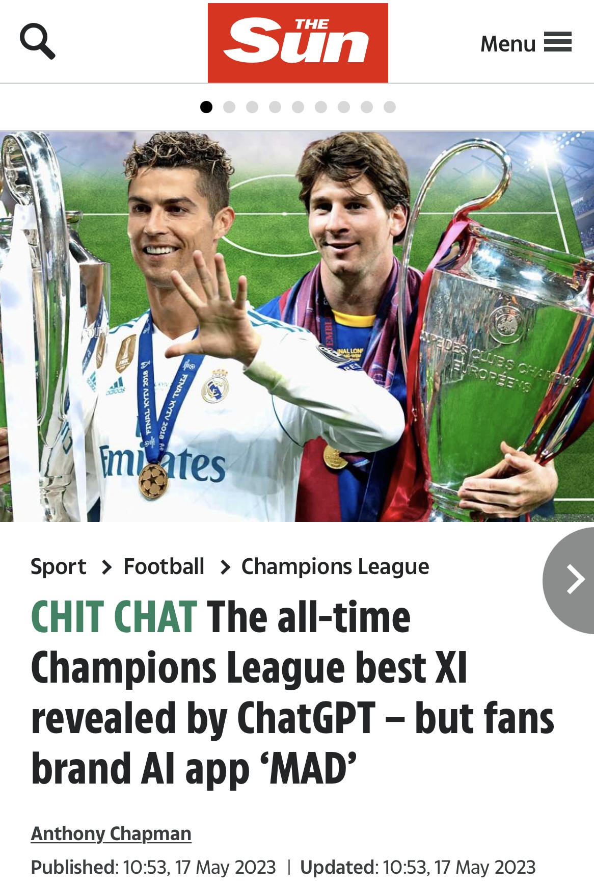 欧冠足球十大无解齐达内领衔,欧冠历史上最强十大球员