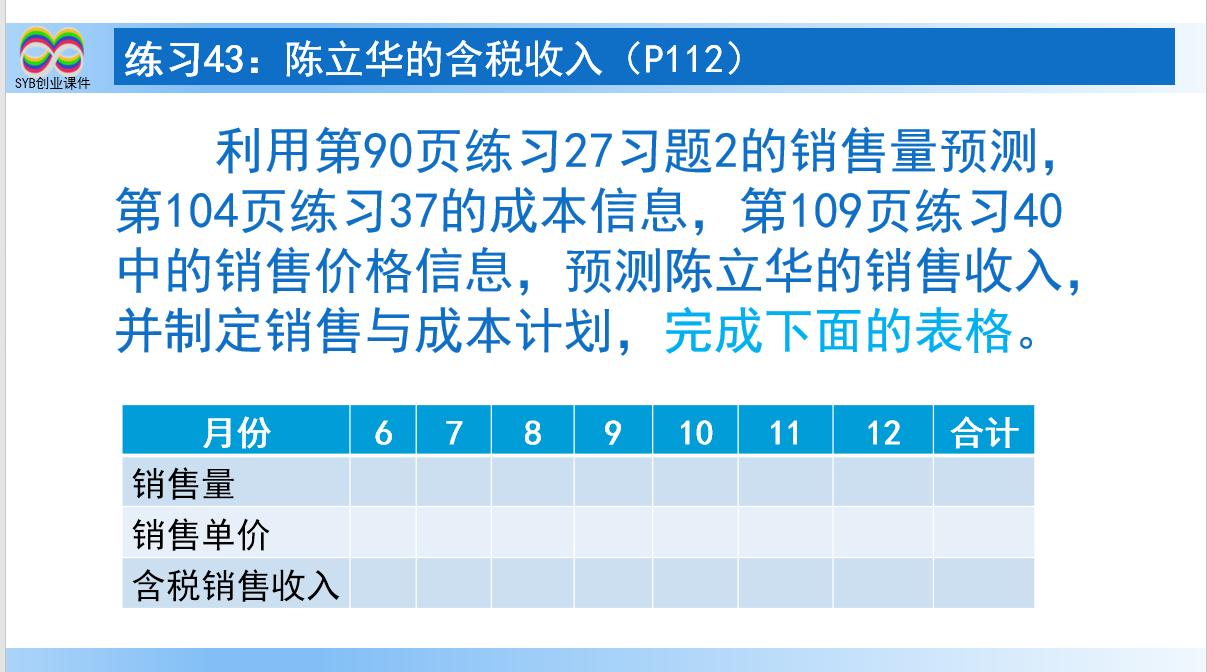 SYB课后练习题：练习43-3陈立华的含税收入（教师讲解）
