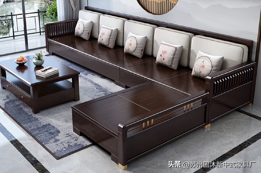 江苏简约新中式实木沙发,实木沙发小户型中式家具