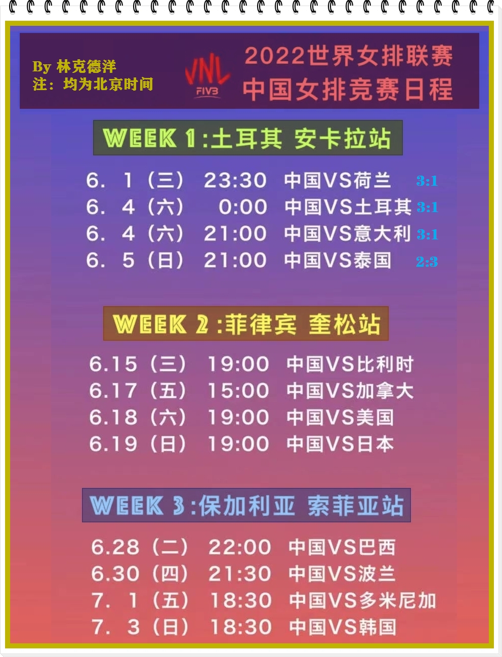 世界女排菲律宾站比赛时间表,2022年世界女排联赛转播