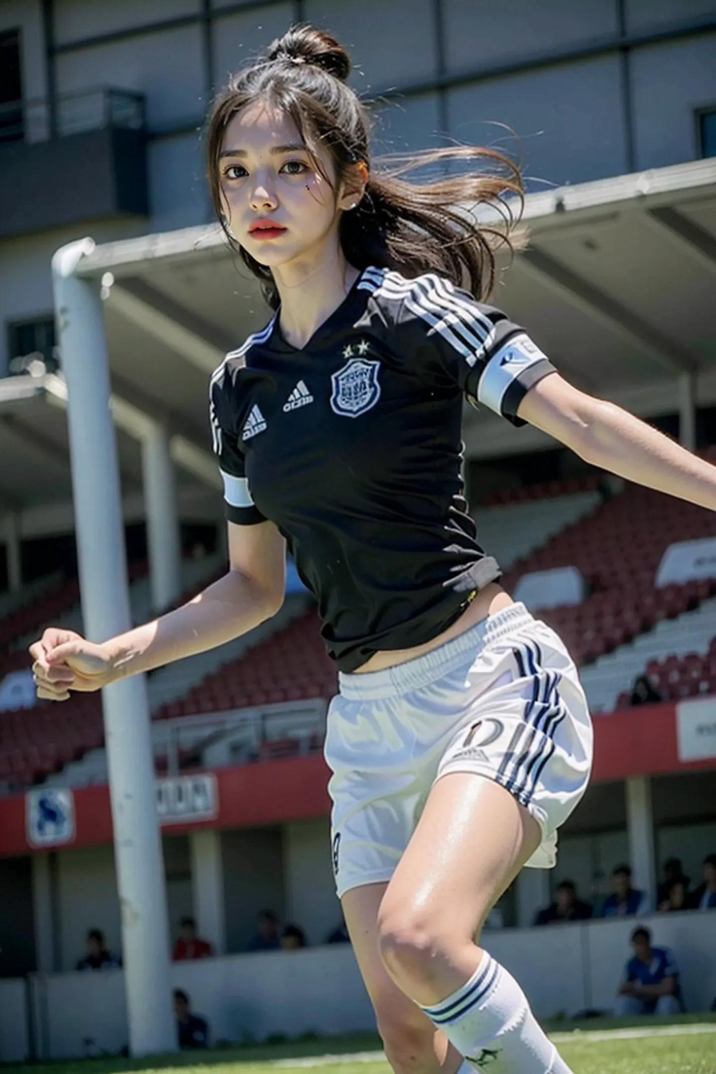 足球场上惊艳的女孩,足球场上的漂亮女孩