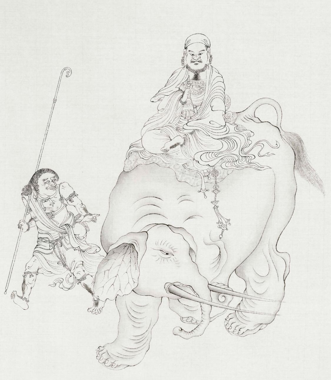 白描八十七神仙卷图文,五百罗汉白描长卷