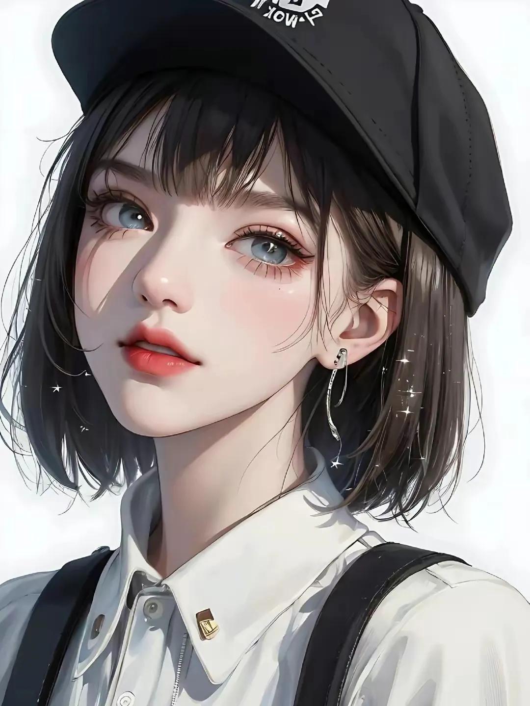 女生卡通头像简约气质短发,短发女人专用微信头像卡通