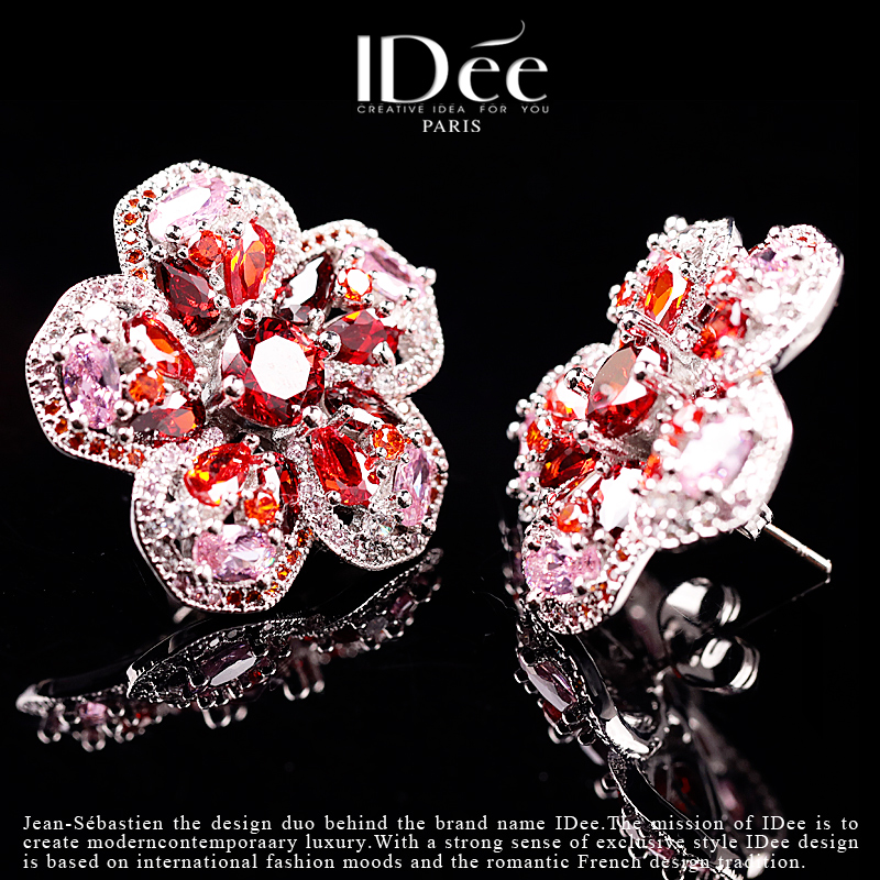 法式小众水晶耳钉,法式爱心简约耳钉