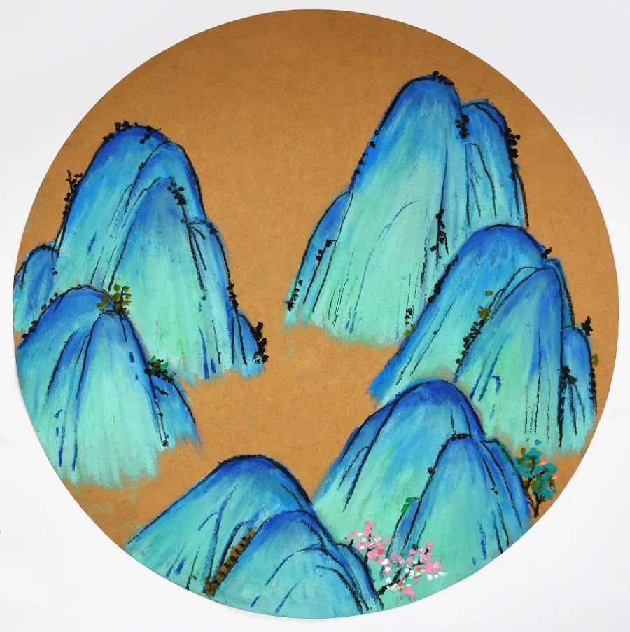 用油画棒模仿千里江山图,青绿山水千里江山图油画棒