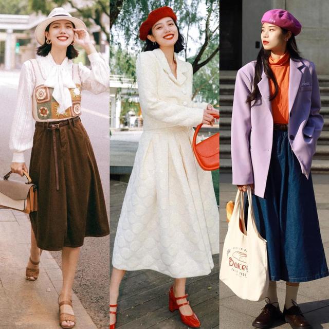 今年大火的“半身裙”，配对鞋子气质优雅，适合40+岁的女人