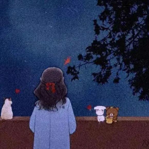 蓝色调动漫女生背影头像,2023头像图片动漫