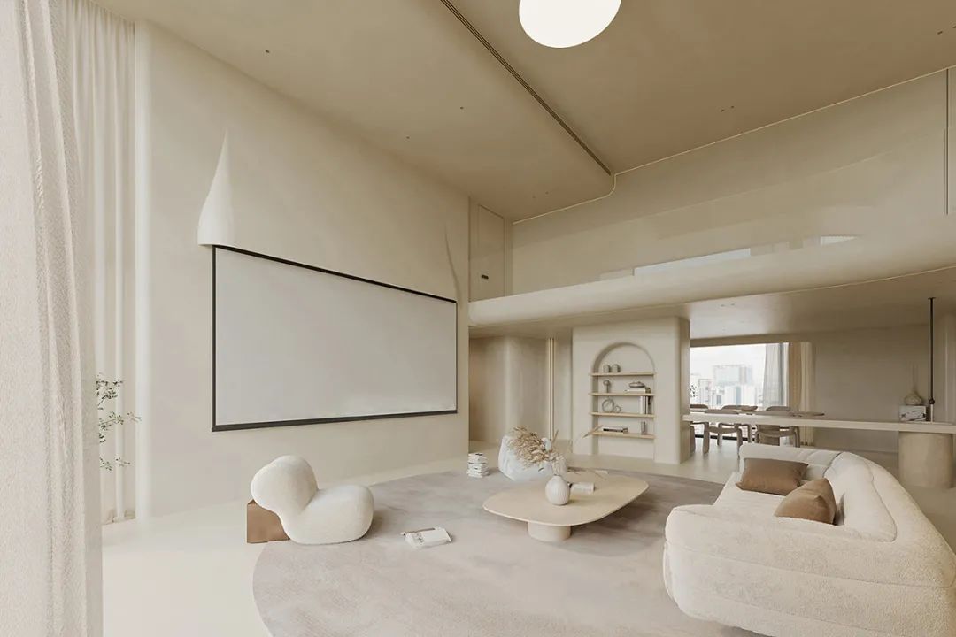 客厅背景墙收纳柜投影仪,50平米投影仪装修效果图大全