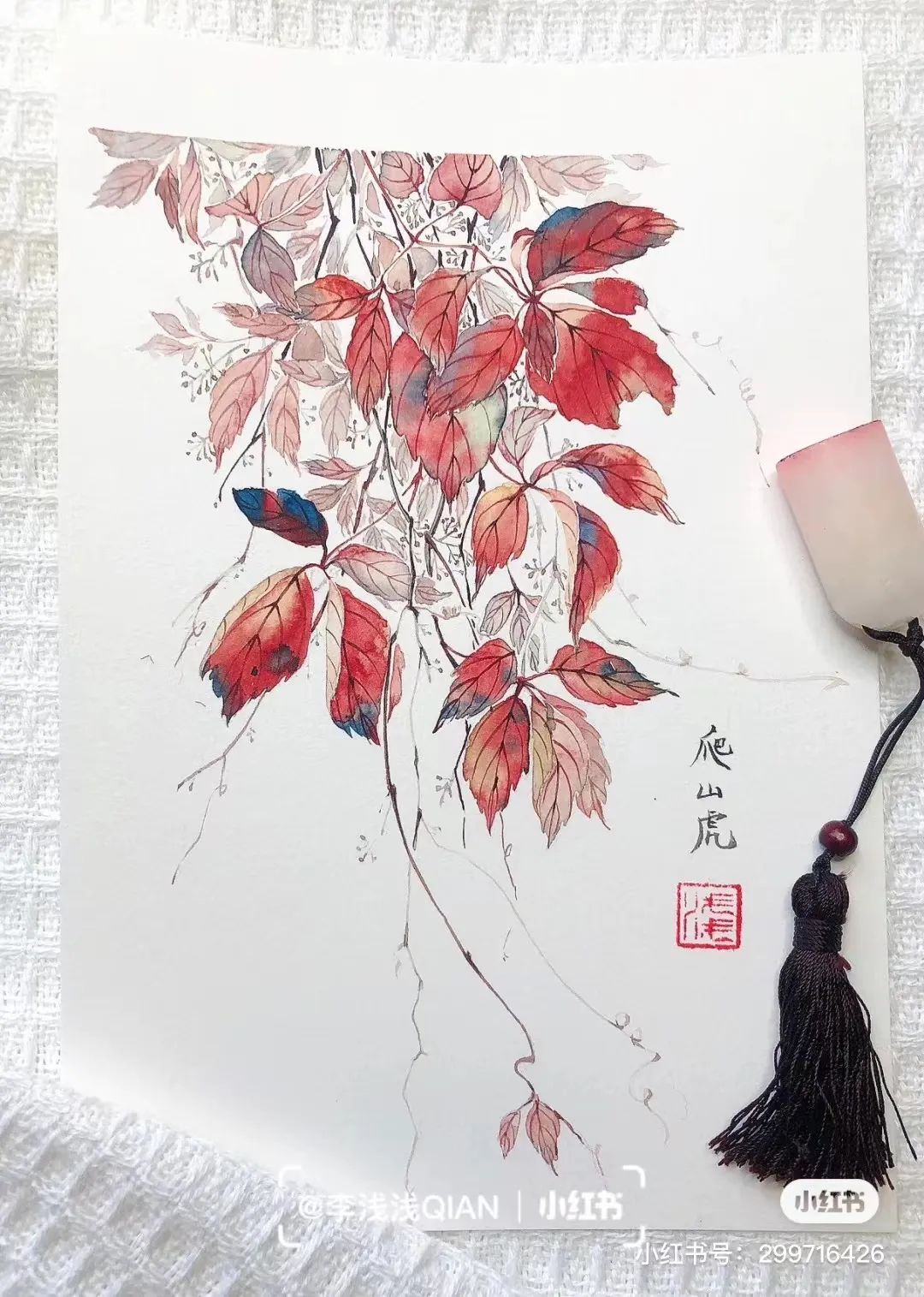 水彩中国风风景简单,古风水彩花卉简单又好看