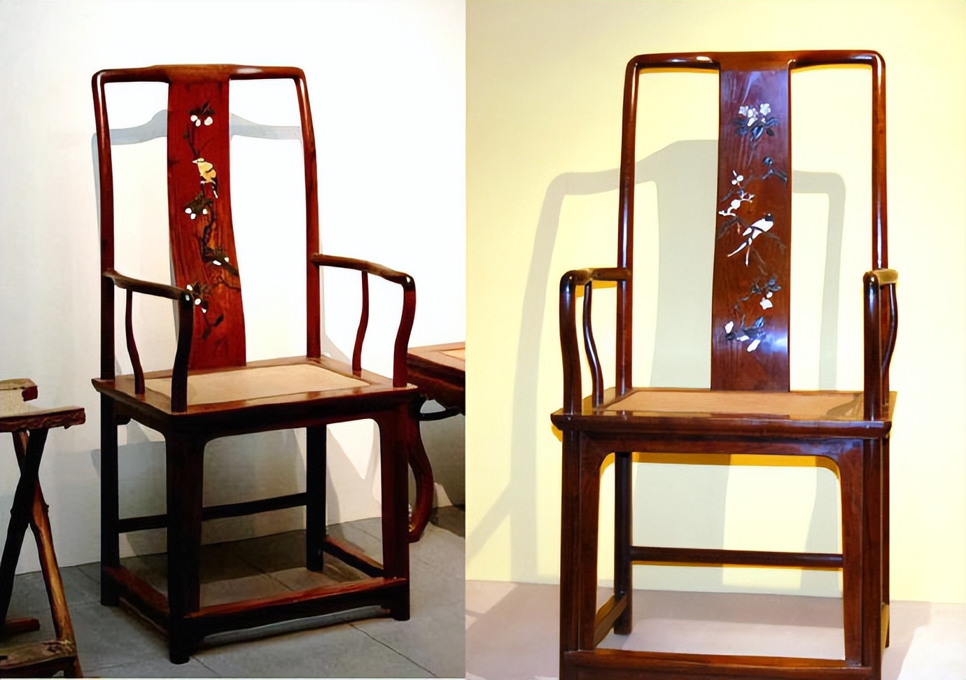 清早期黄花梨官帽椅特征,海南黄花梨镶嵌百宝圈椅