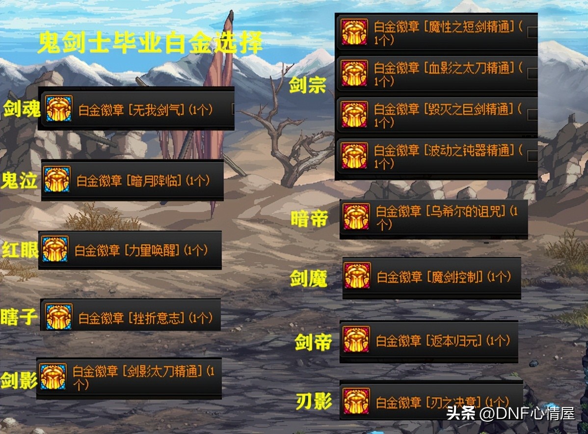 dnf24周年庆光环有属性吗,dnf全职业白金徽章选择