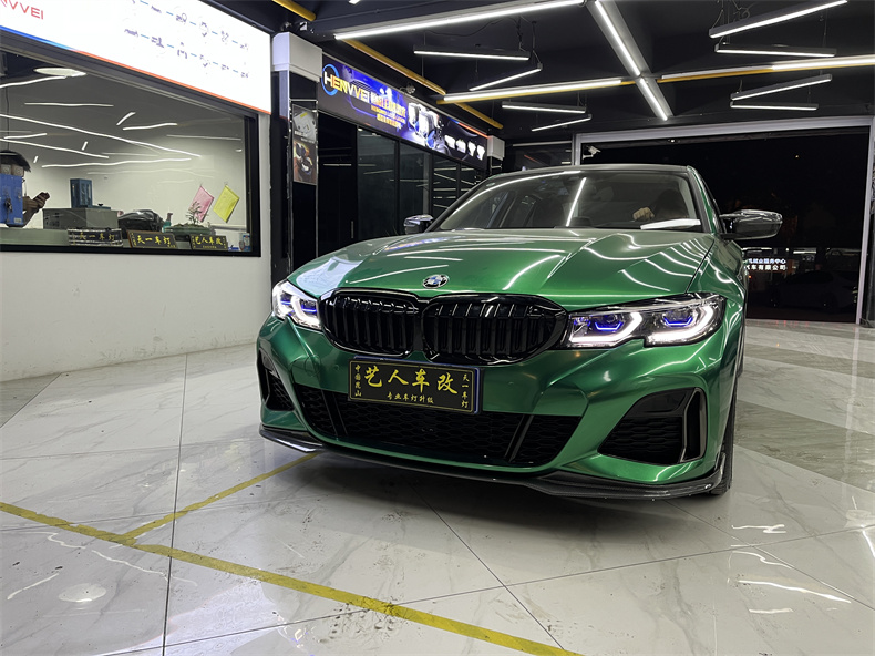 全新宝马三系夜晚大灯效果,昆山宝马3系改大灯方案