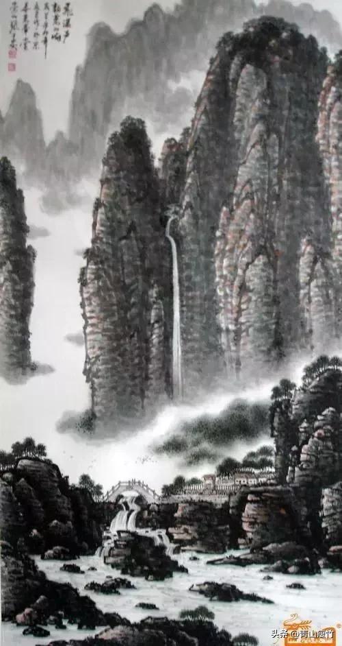 竖幅山水画图片大全精品,陈学良山水画精品欣赏40幅