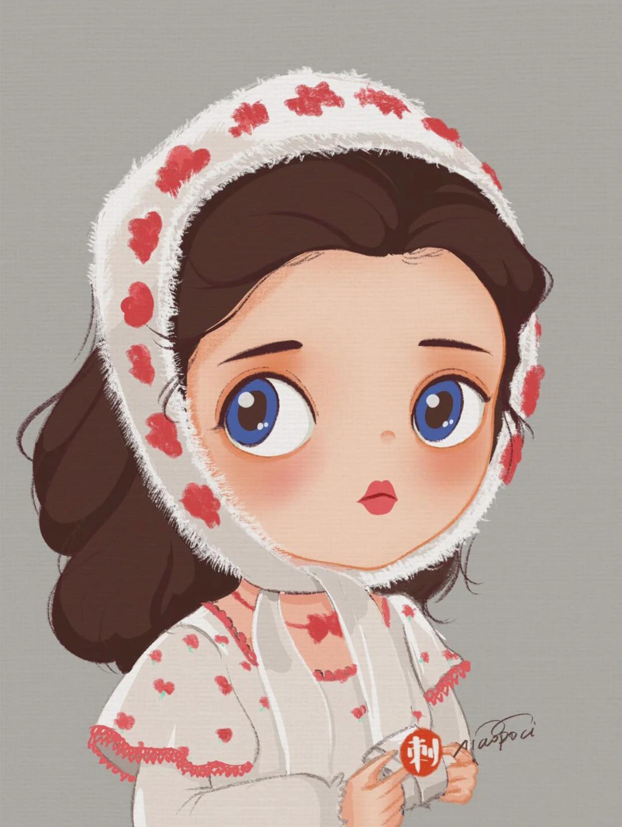 可爱头像卡通呆萌简笔丸子头,超好看丸子头漫画头像儿童