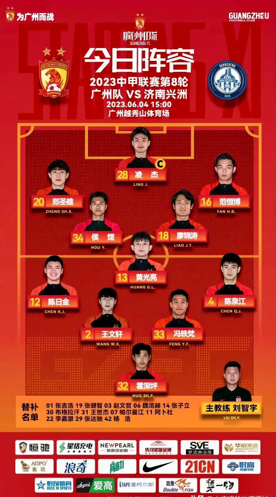 广州队1－1济南兴洲，止连败憾失3分，年轻需要成长