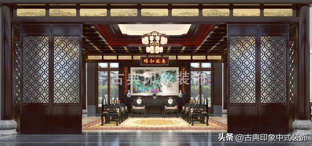 江南风格室内装修设计会所,中式园林会所效果图