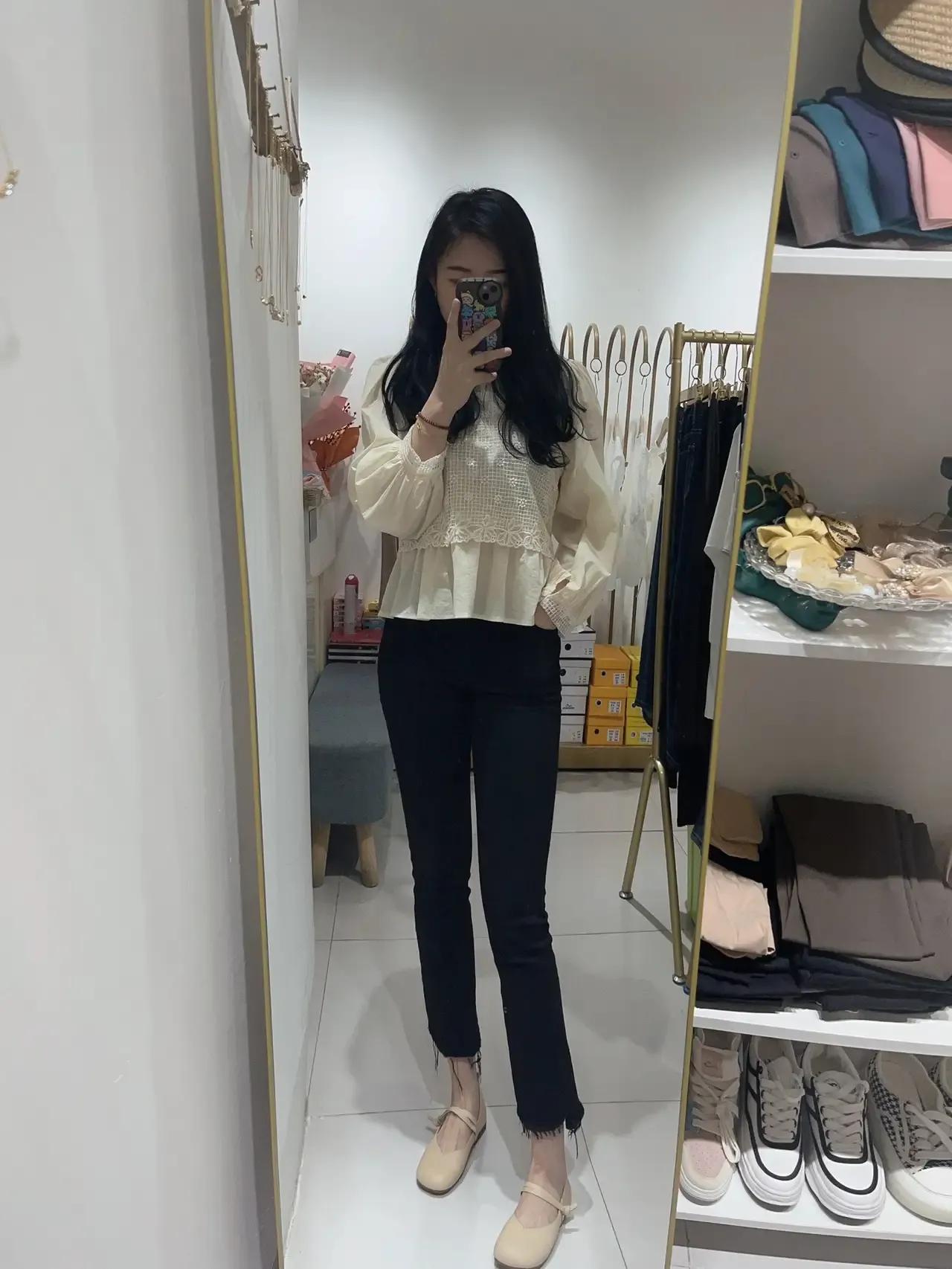 150小个子紧身裤加绒修身,好身材高颜值女人清纯穿搭