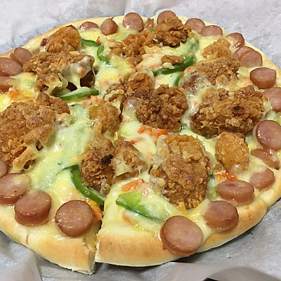 薯角培根披萨和鸡米花披萨,好吃的蛋糕披萨的做法