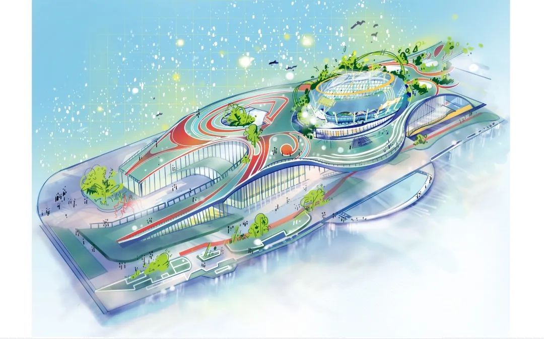 亚运场馆分布图手绘,亚运场馆创意绘画