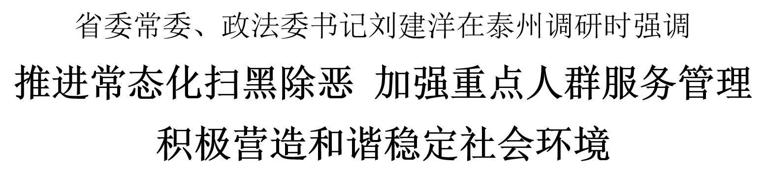 刘建洋:推进常态化扫黑除恶加强重点人群服务管理积极营造和谐稳定社会环境